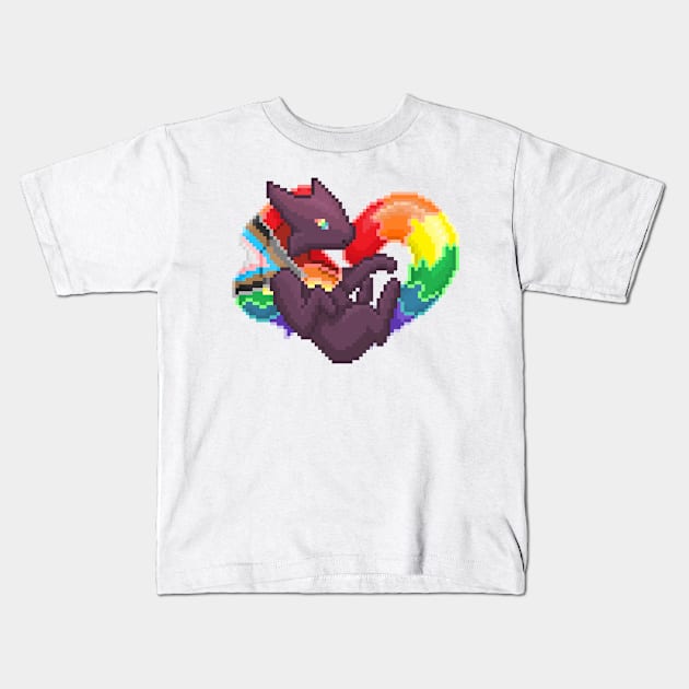 Progress Pride Pixel Heart Melog Kids T-Shirt by HauntedByCatra